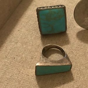 2 Turquoise Rings sz6